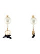 Christian Dior Faux Pearl Tribales Ribbon Drop Earrings