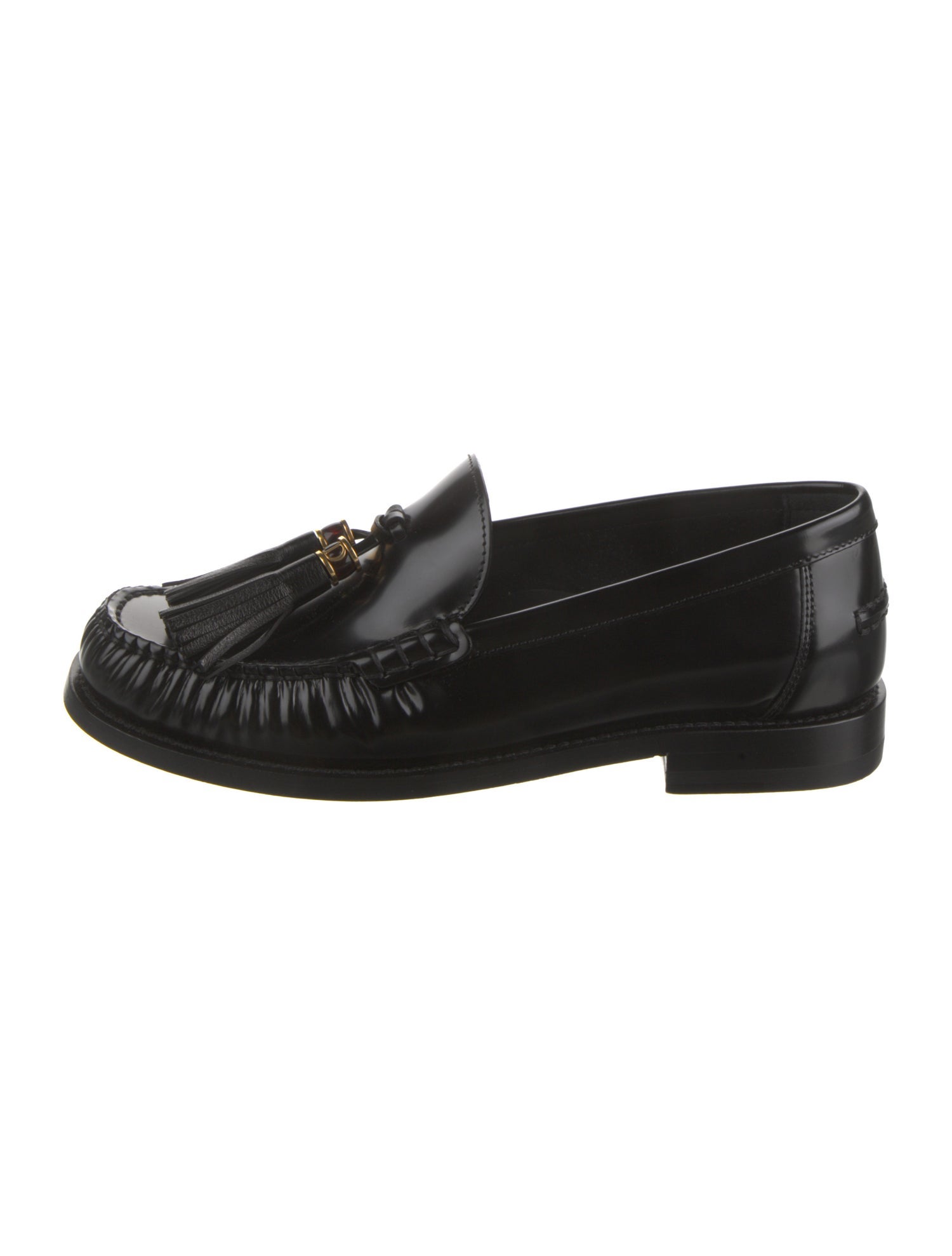 Christian Dior Leather Tassel Accents Loafers