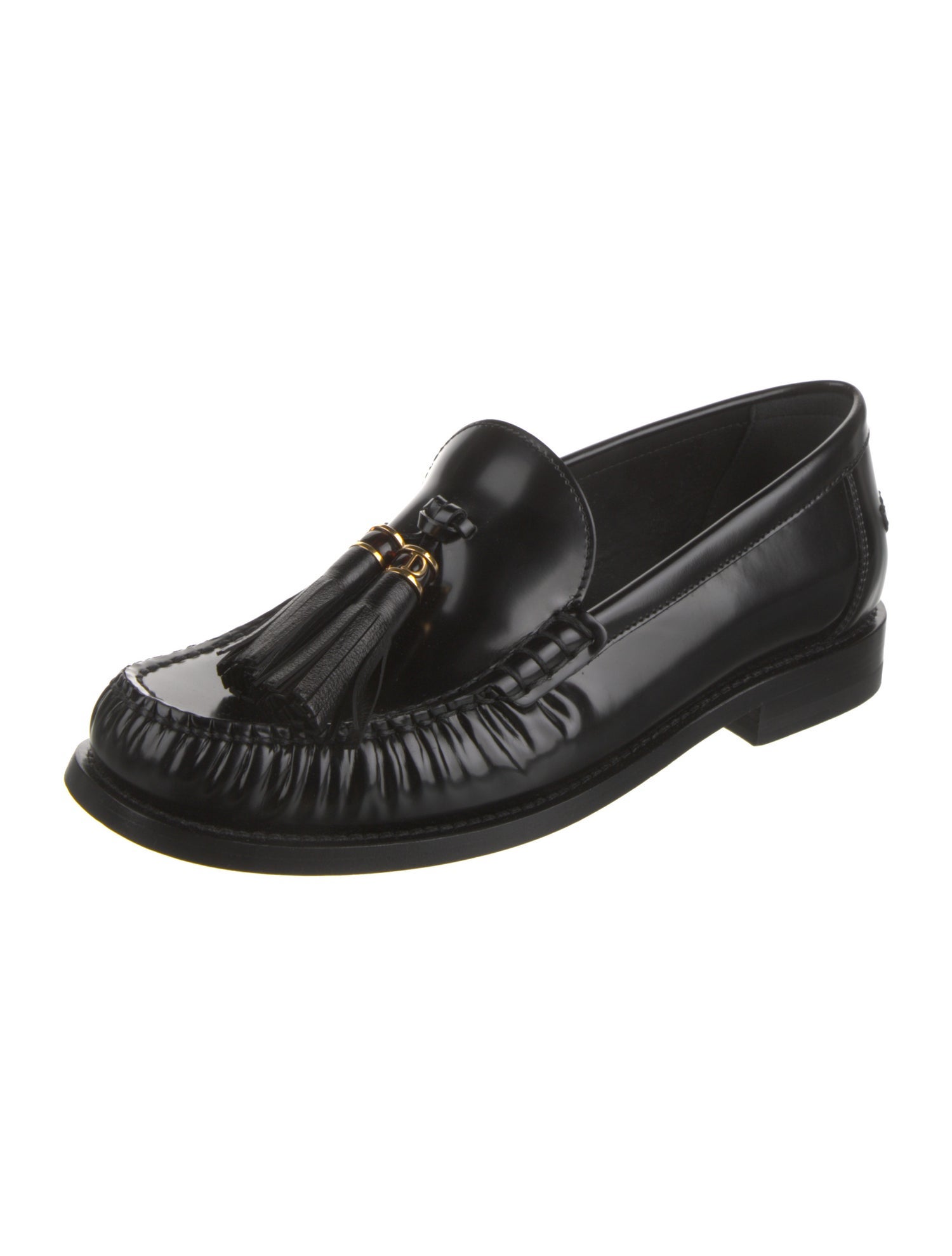 Christian Dior Leather Tassel Accents Loafers