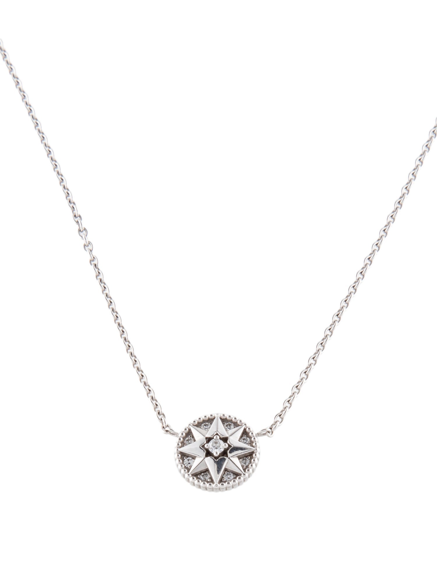 Christian Dior 18K Diamond Rose des Vents Pendant Necklace