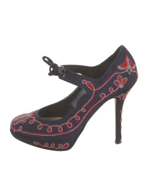 Christian Dior Printed Embroidered Accent Pumps