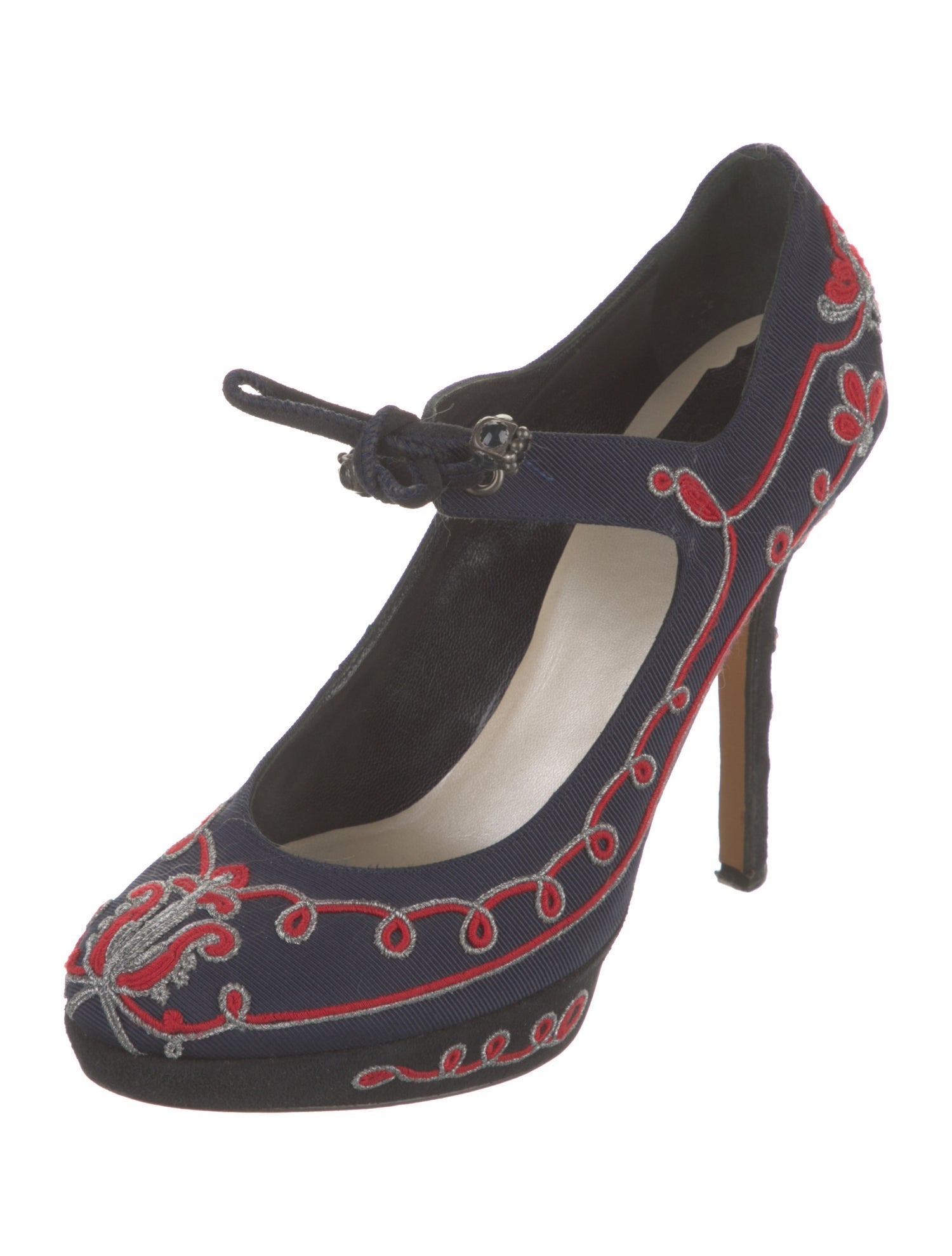 Christian Dior Printed Embroidered Accent Pumps