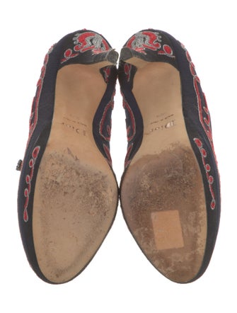 Christian Dior Printed Embroidered Accent Pumps