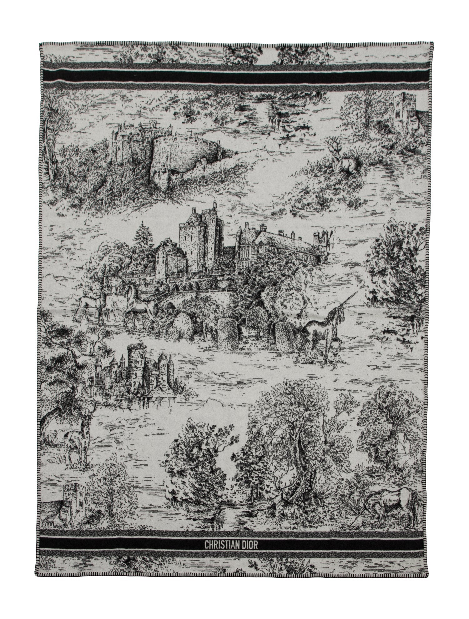 Christian Dior Toile de Jouy Scotland Throw Blanket