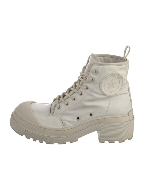 Christian Dior Canvas Whipstitch Trim Combat Boots