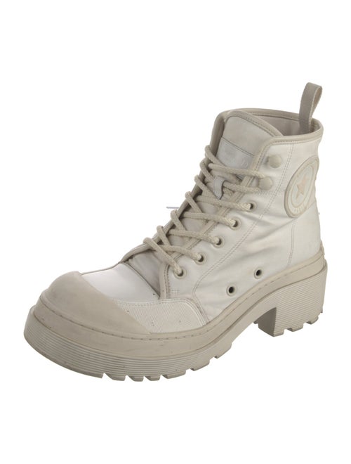 Christian Dior Canvas Whipstitch Trim Combat Boots