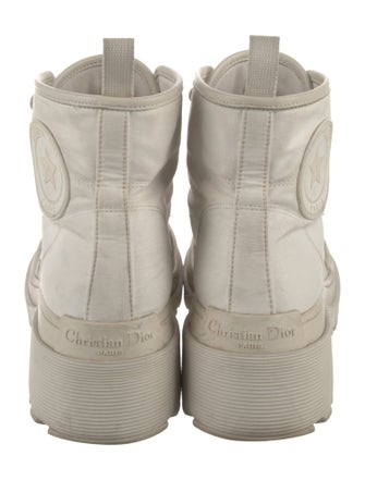 Christian Dior Canvas Whipstitch Trim Combat Boots