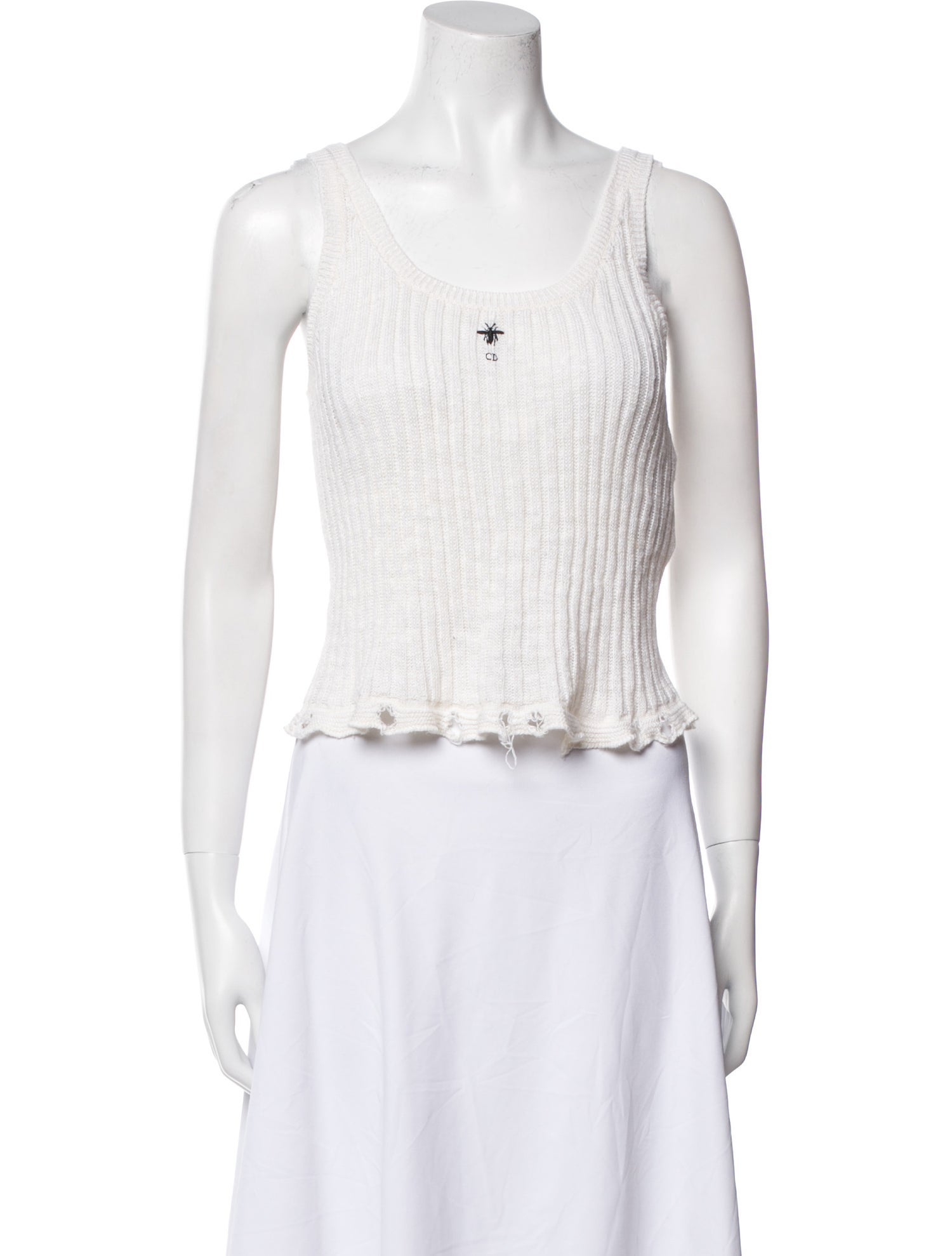 Christian Dior Linen Scoop Neck Crop Top