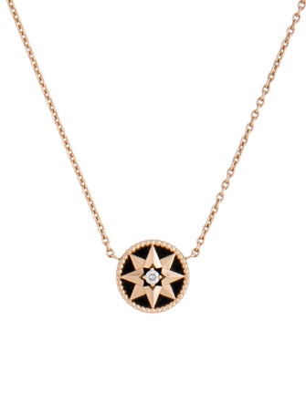 Christian Dior 18K Diamond & Onyx Rose des Vents Pendant Necklace