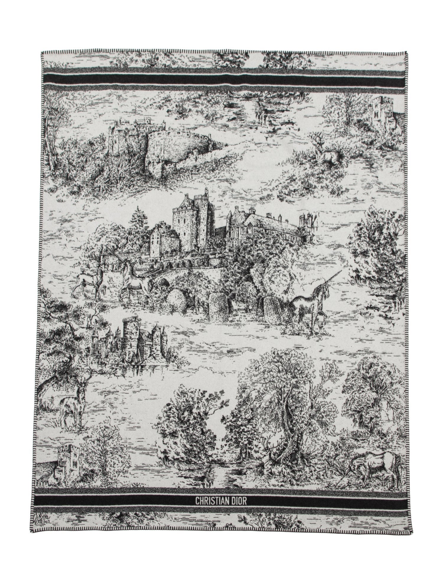Christian Dior Toile de Jouy Scotland Throw Blanket