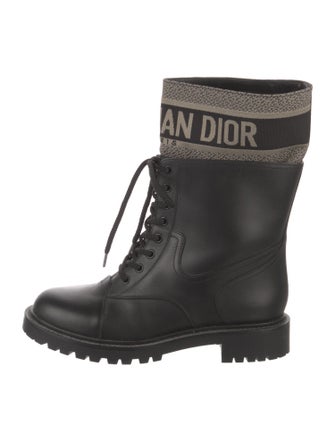 Christian Dior Oblique Jacquard Leather Combat Boots