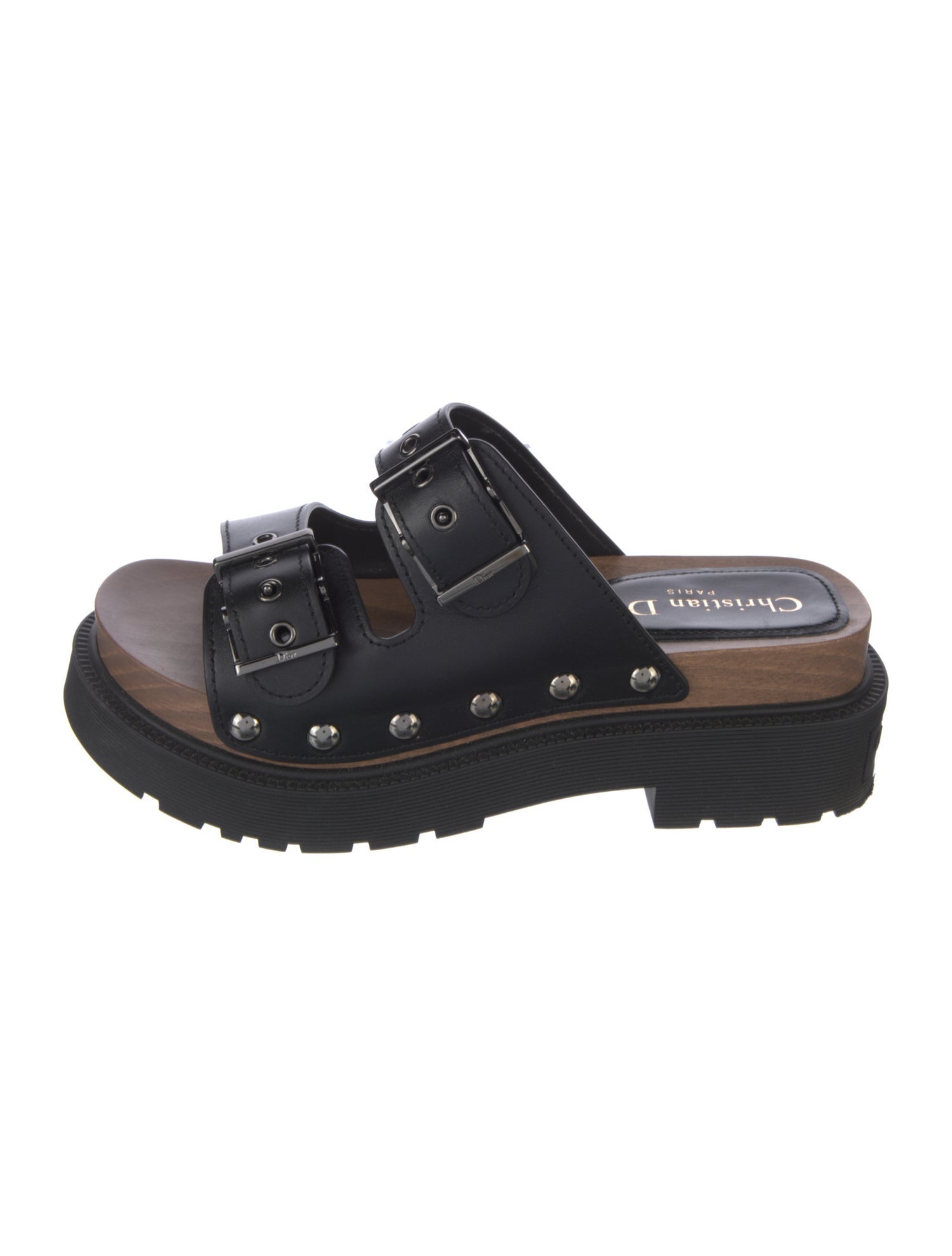 Christian Dior Leather Studded Accents Slides