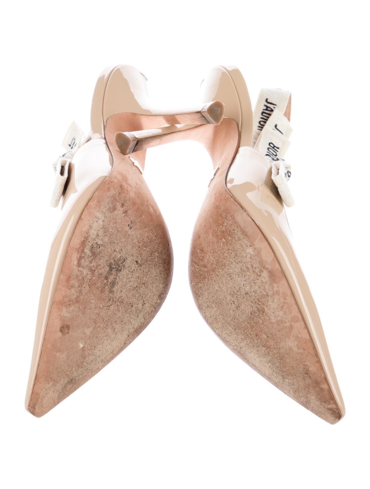 Christian Dior Patent Leather Bow Accents Slingback Pumps
