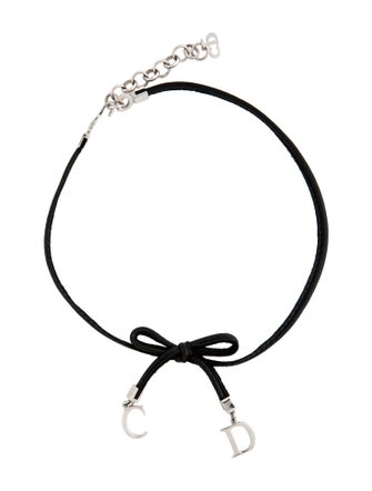 Christian Dior Leather Bow Choker Necklace