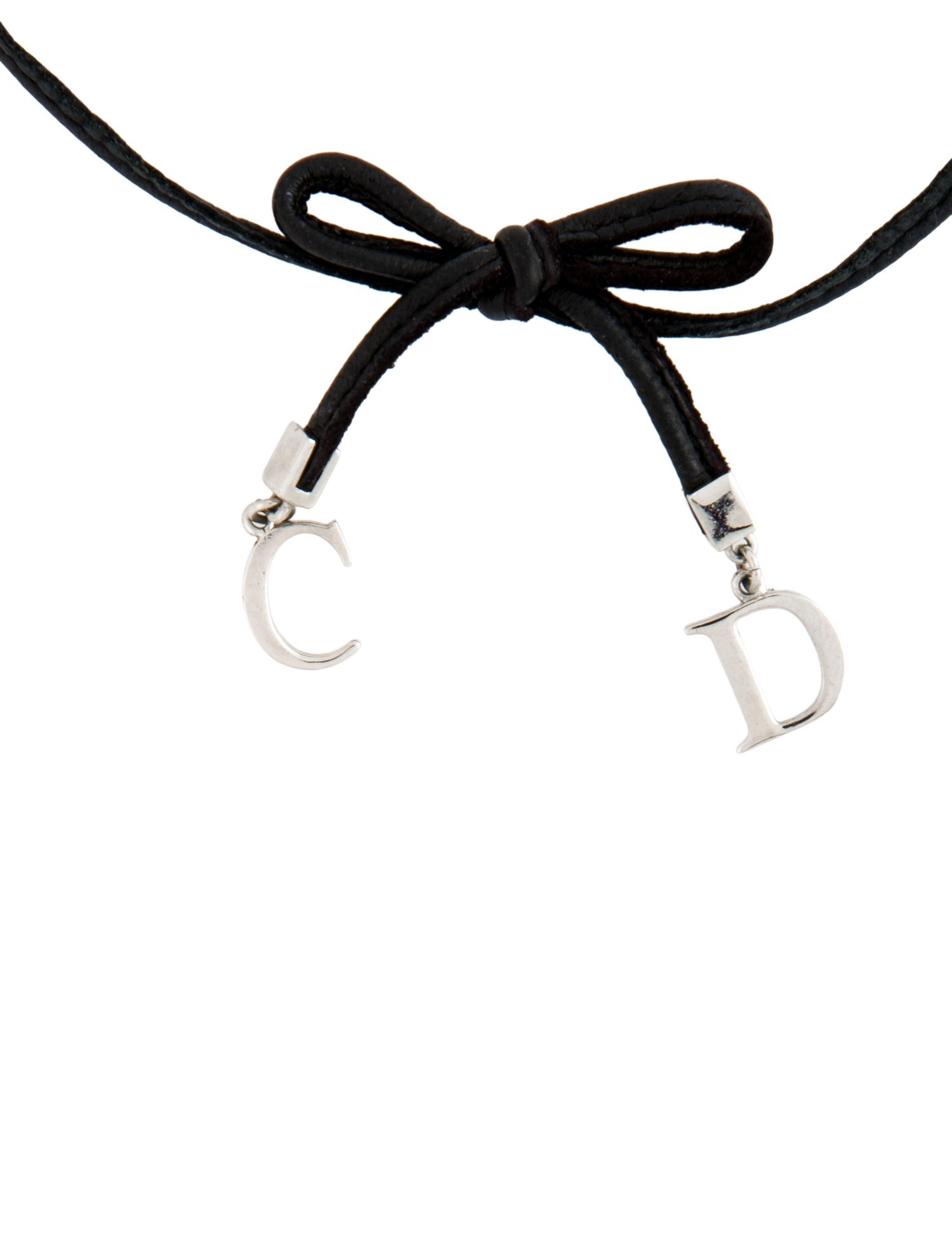 Christian Dior Leather Bow Choker Necklace