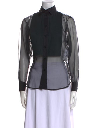 Christian Dior Silk Long Sleeve Button-Up Top