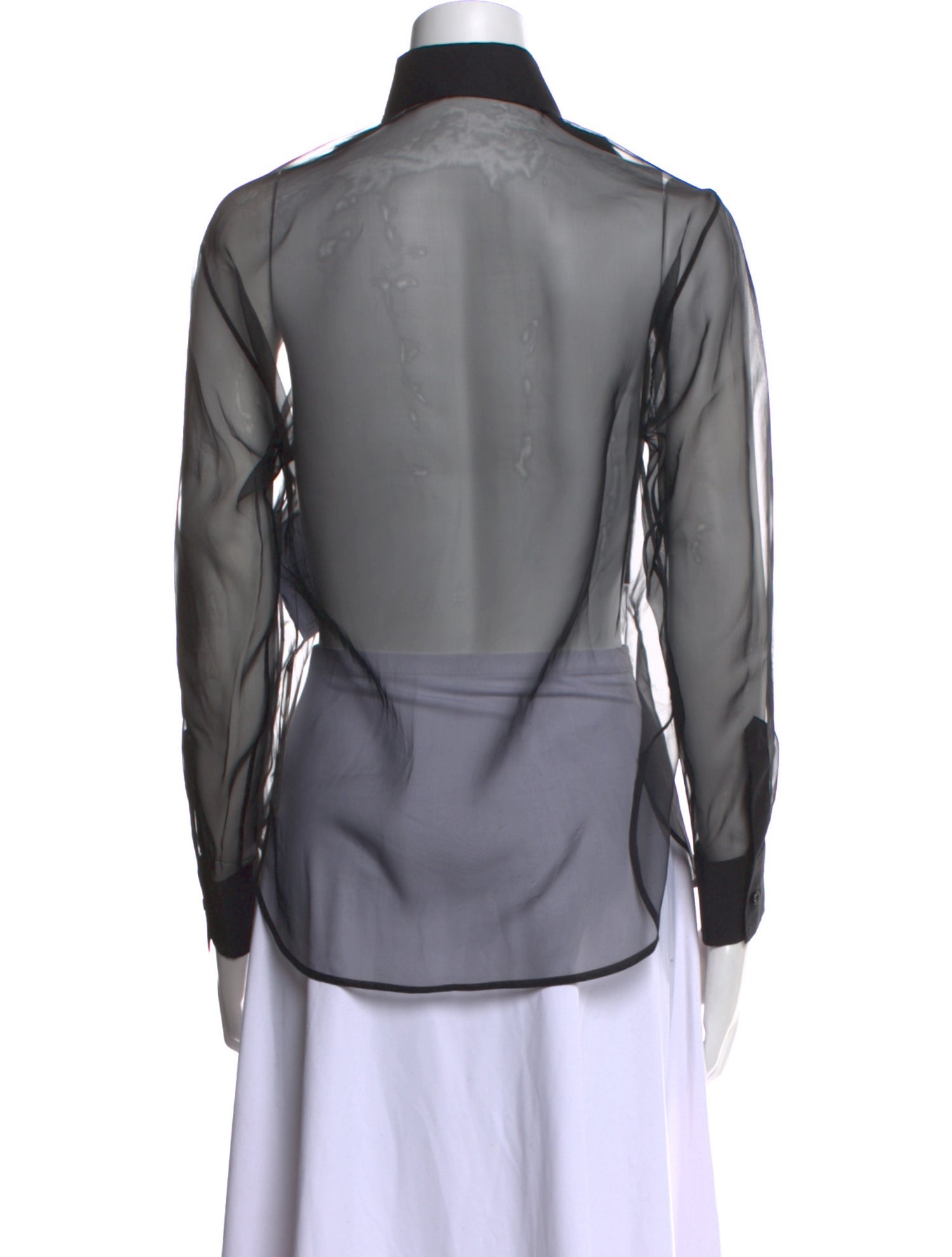 Christian Dior Silk Long Sleeve Button-Up Top