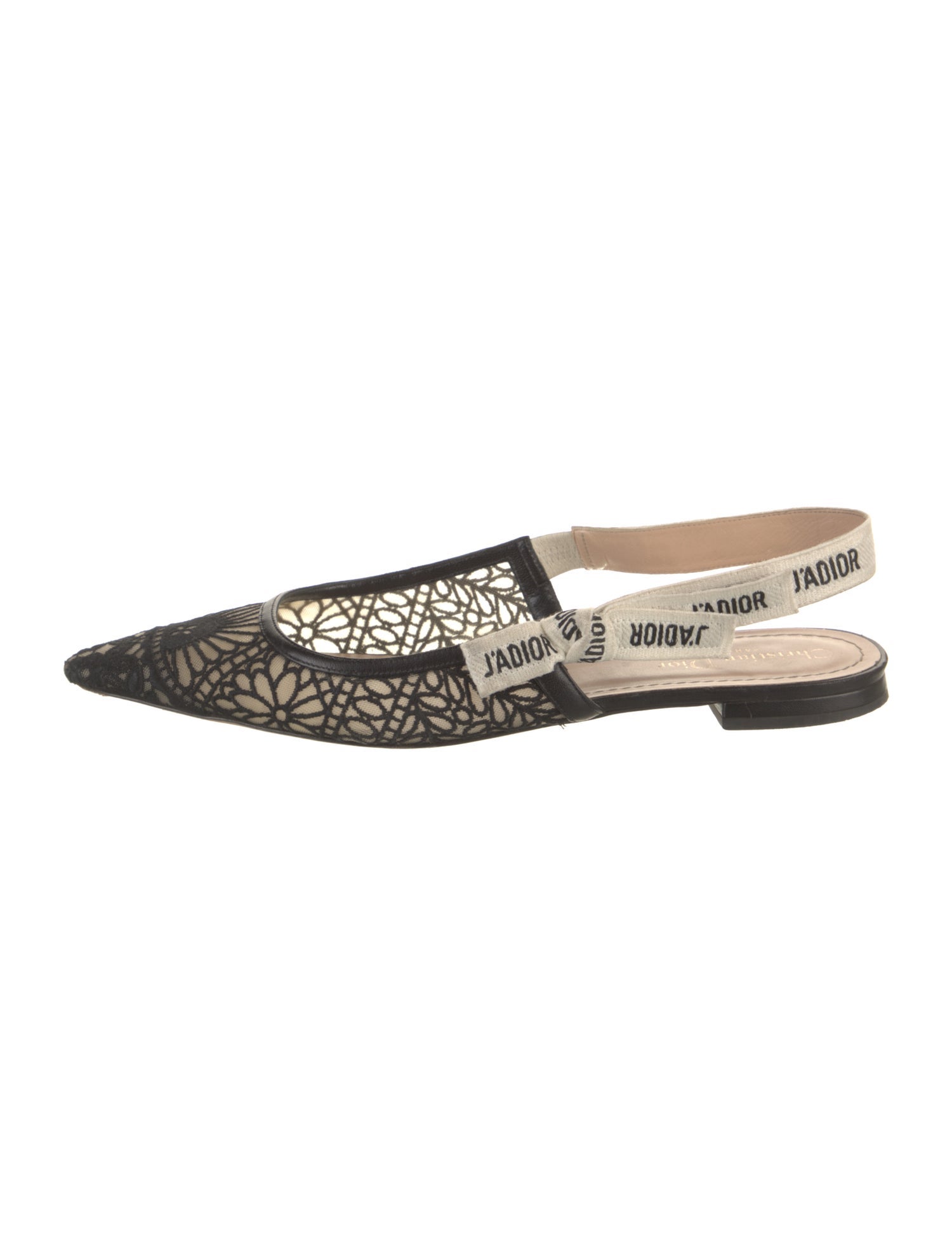 Christian Dior Mesh Printed Slingback Flats