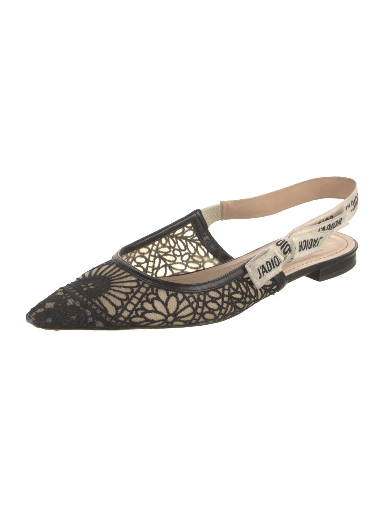 Christian Dior Mesh Printed Slingback Flats