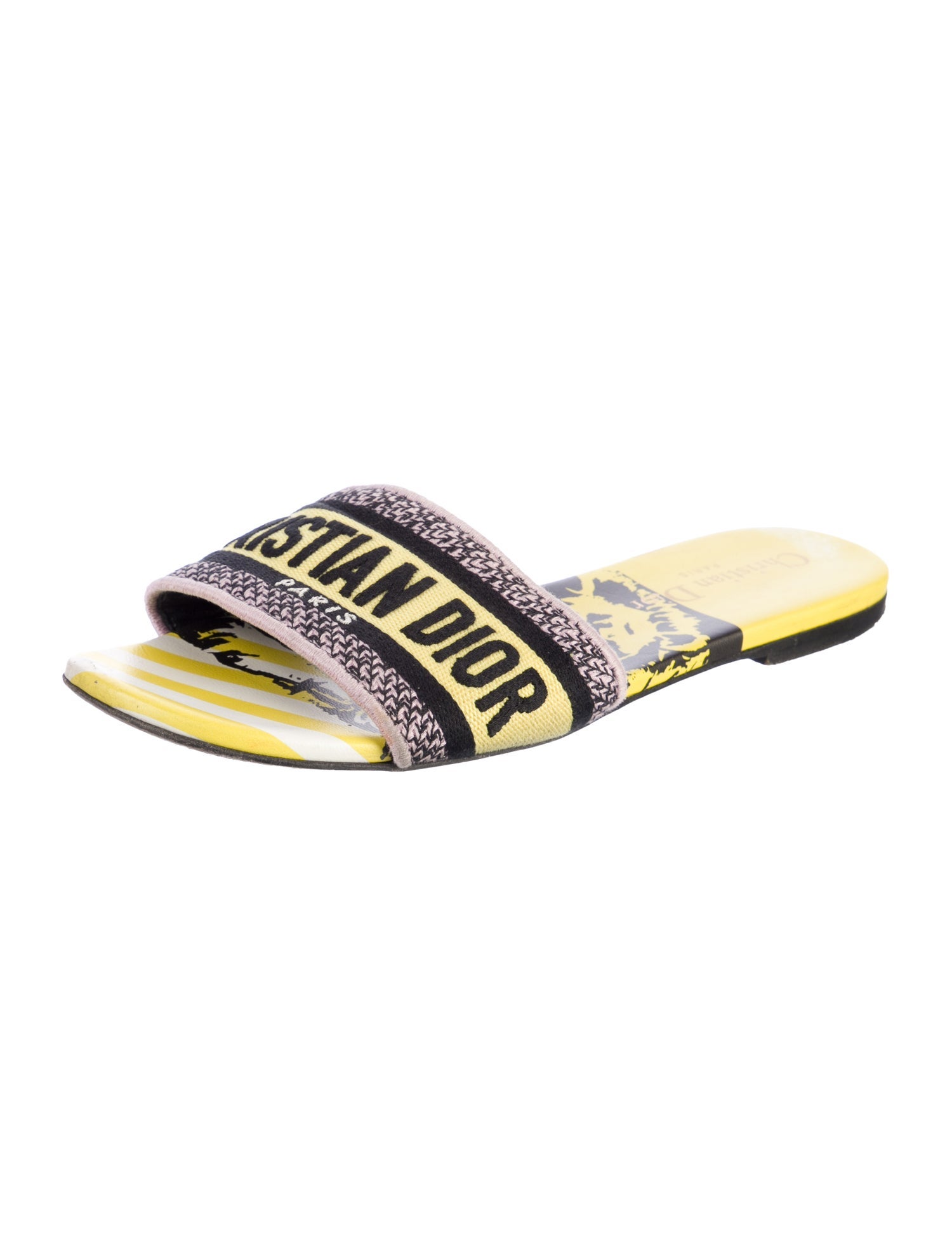 Christian Dior Canvas Printed Slides