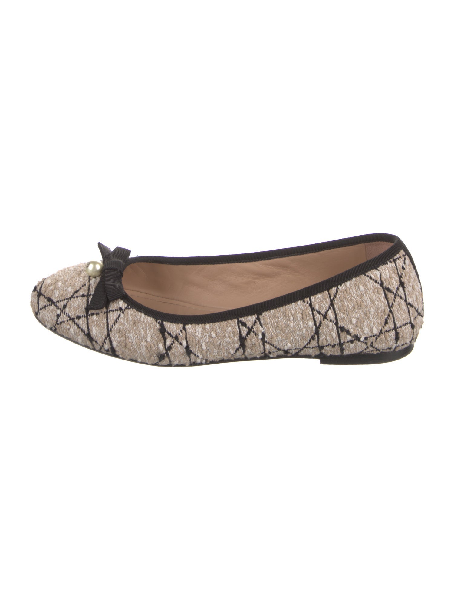 Christian Dior Cannage Pattern Bow Accents Ballet Flats