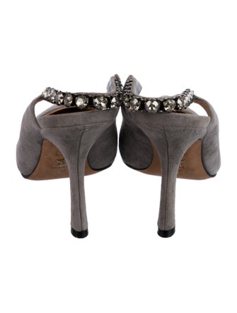 Christian Dior Suede Crystal Embellishments Slingback Pumps