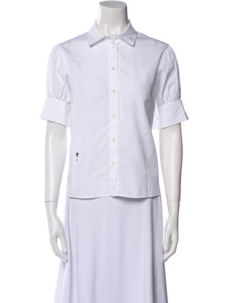 Christian Dior Short Sleeve Button-Up Top