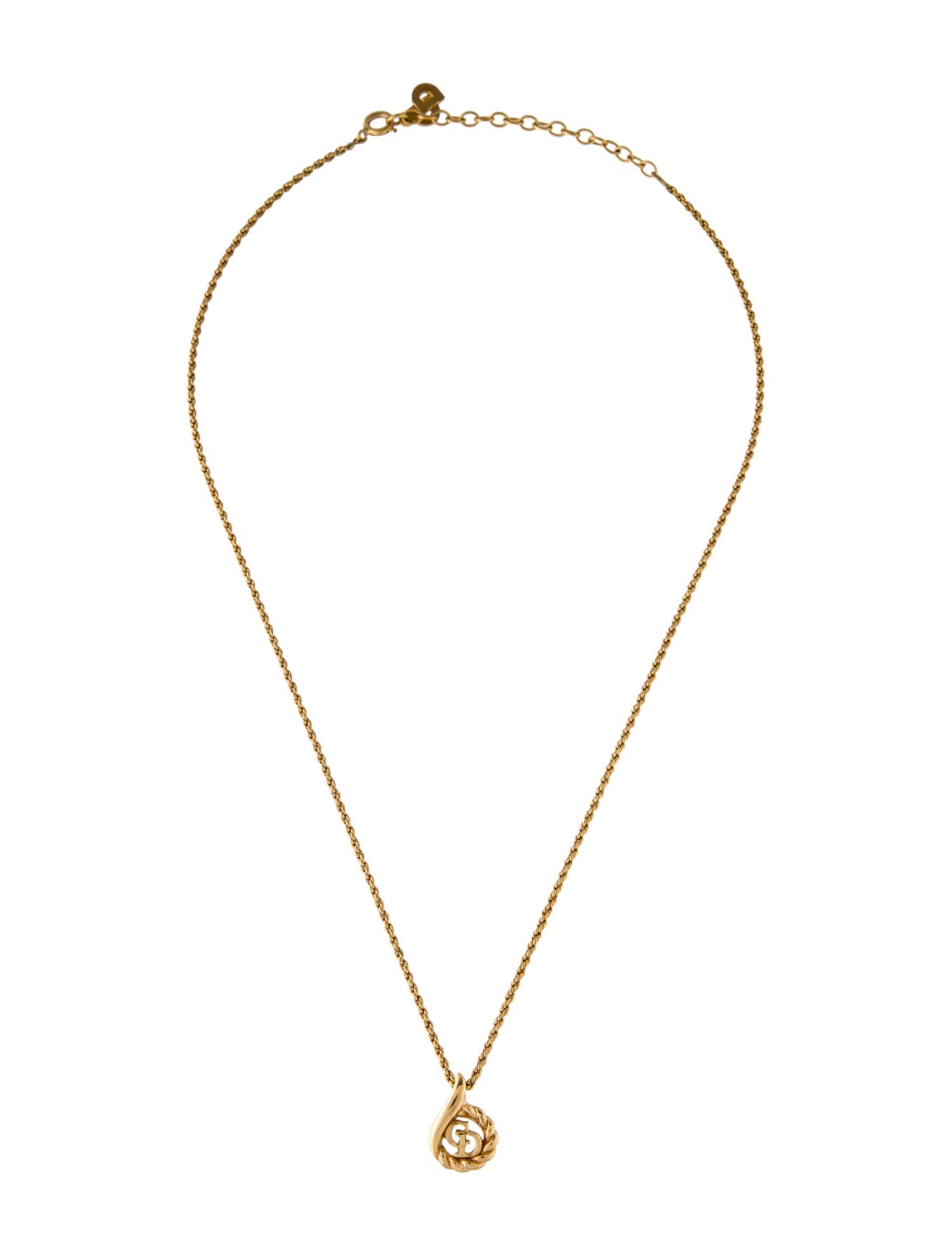 Christian Dior Vintage Rope CD Pendant Necklace