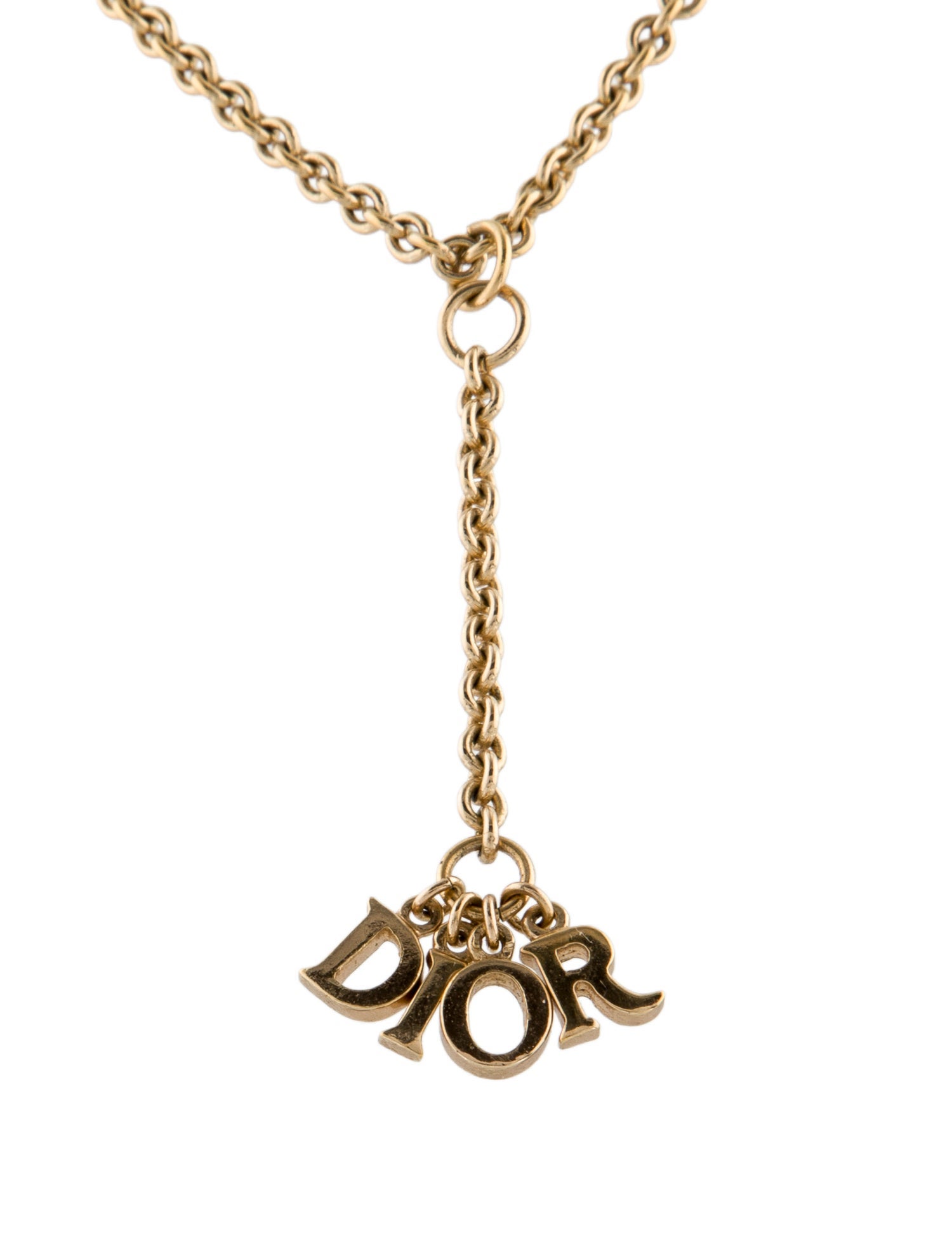 Christian Dior Sliding Drop Charm Pendant Necklace