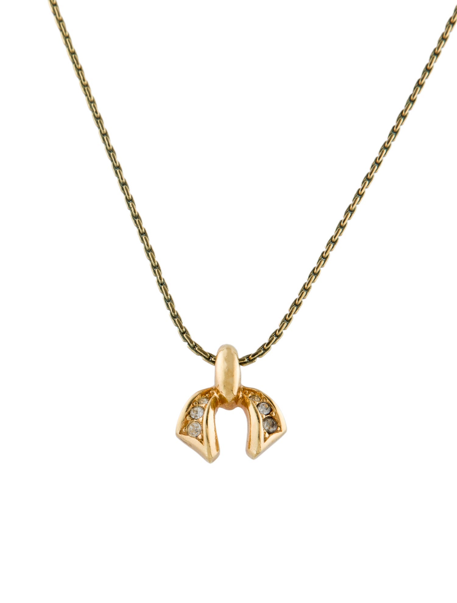 Christian Dior Vintage Crystal Bow Pendant Necklace