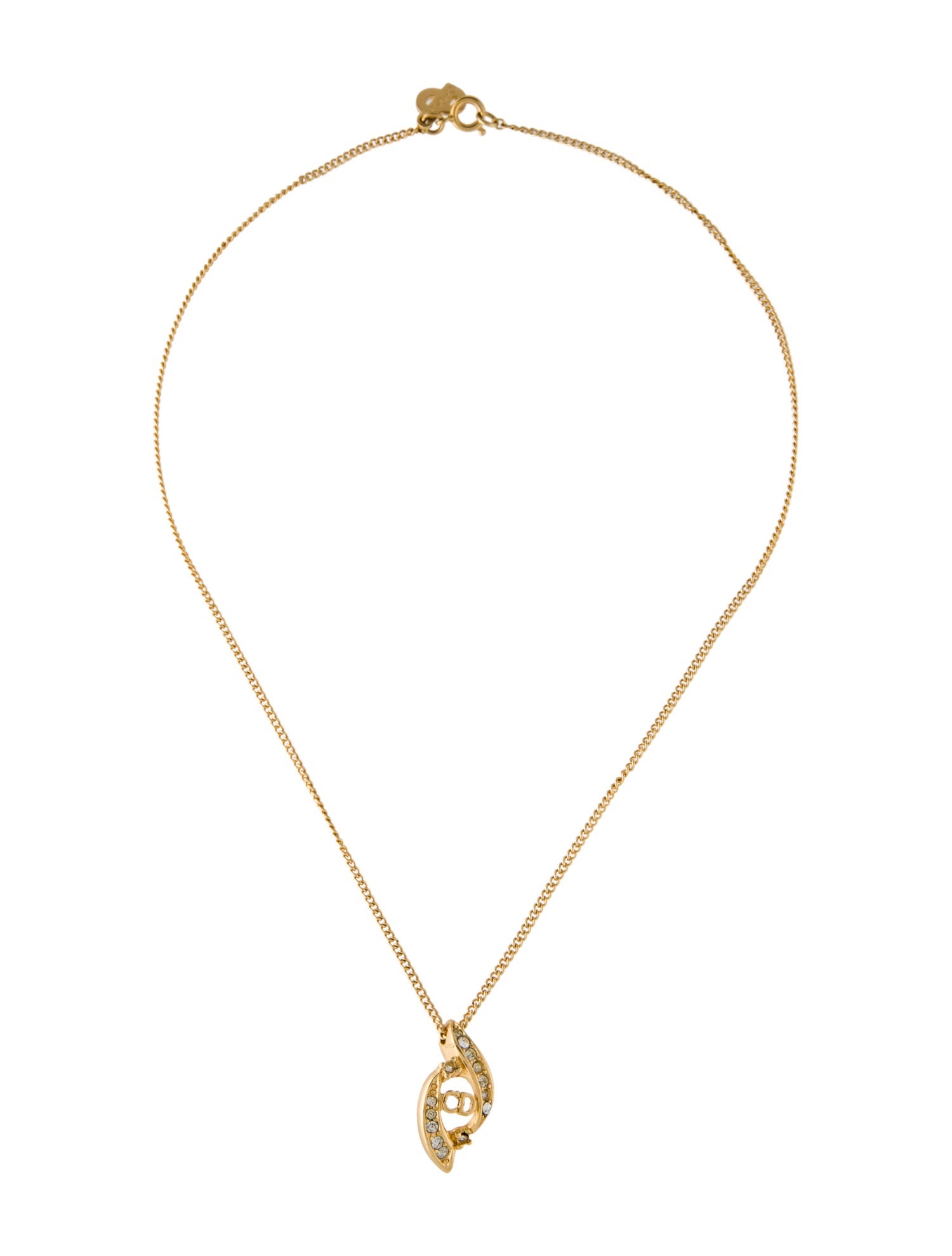 Christian Dior Vintage Crystal CD Pendant Necklace