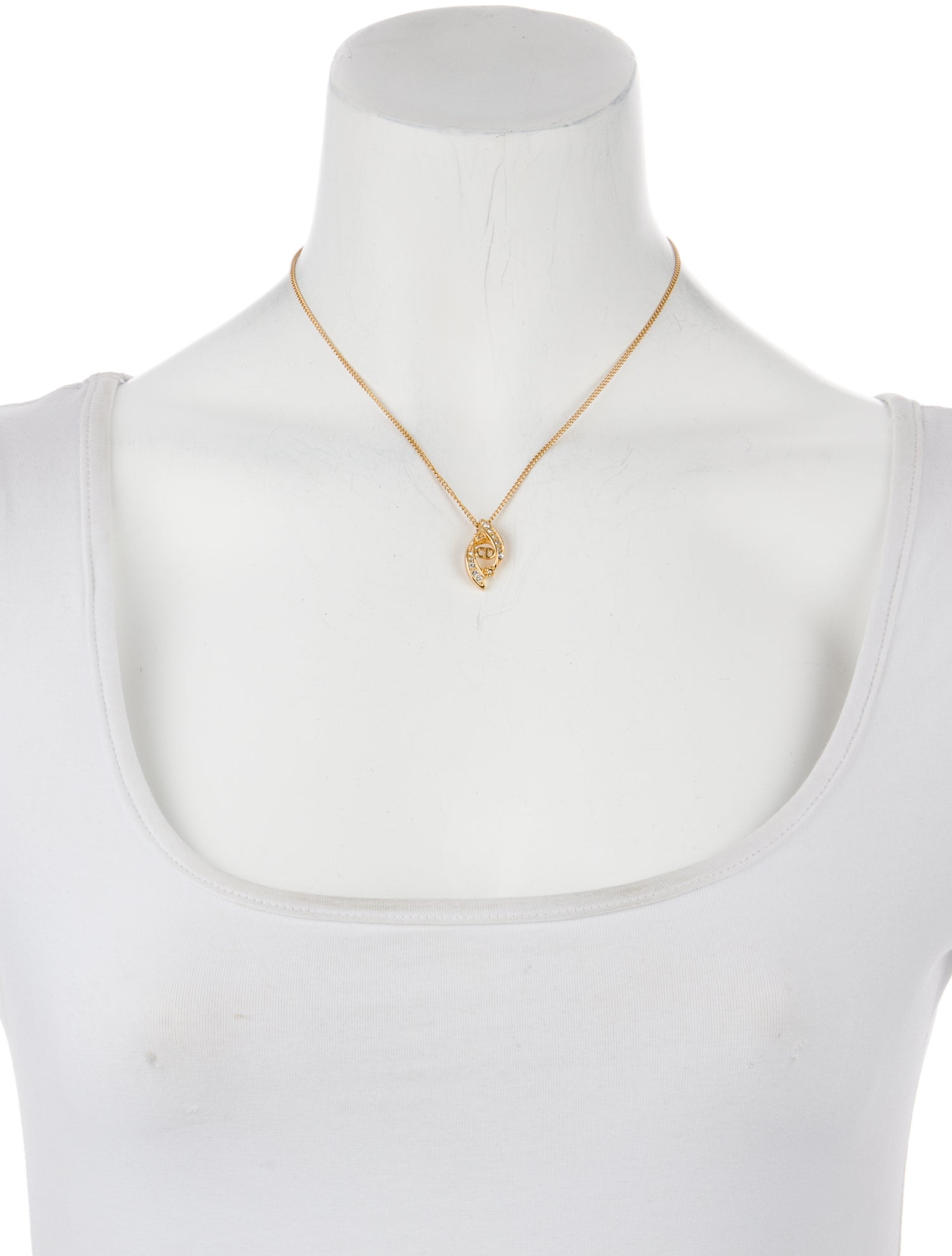 Christian Dior Vintage Crystal CD Pendant Necklace