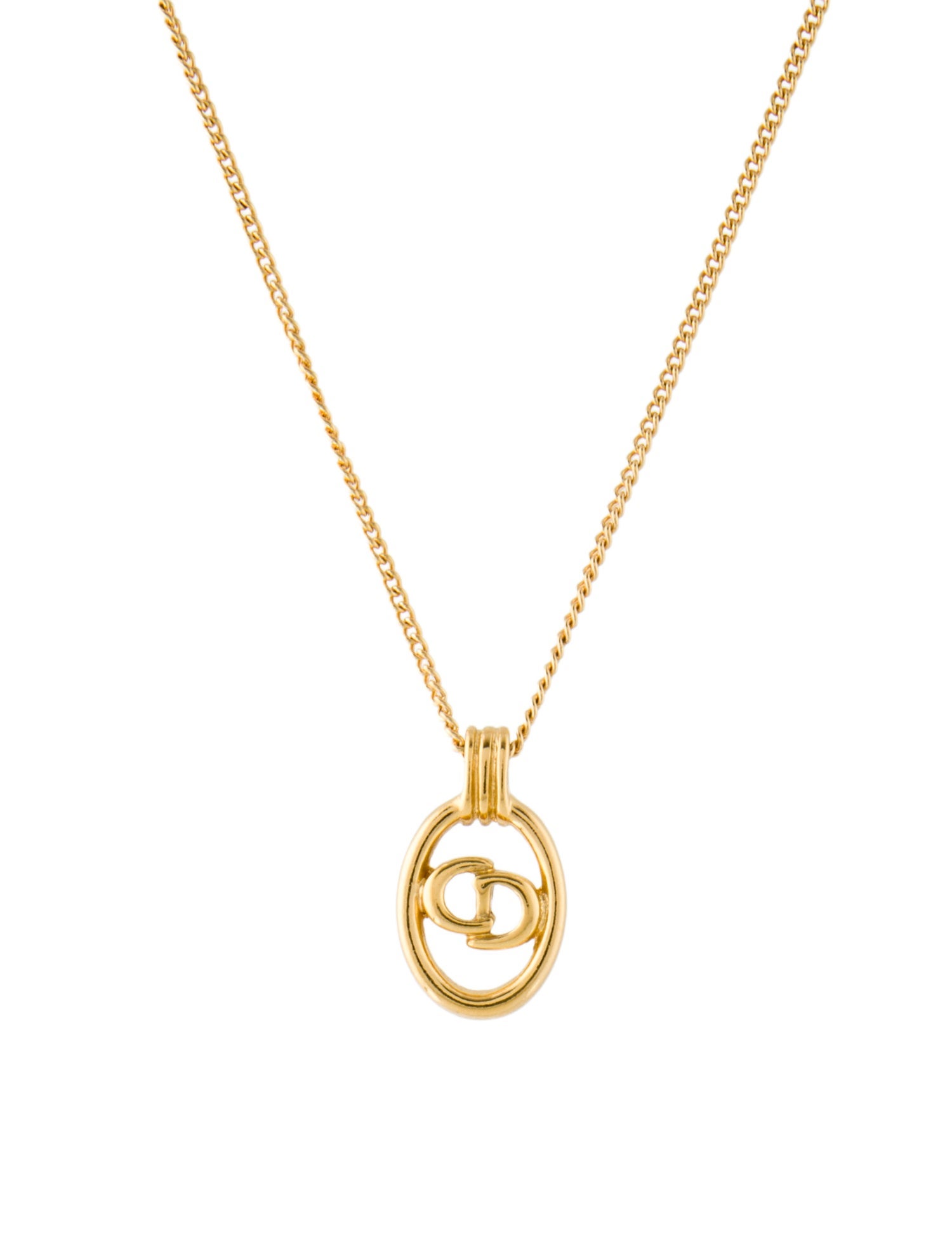 Christian Dior Vintage CD Logo Pendant Necklace