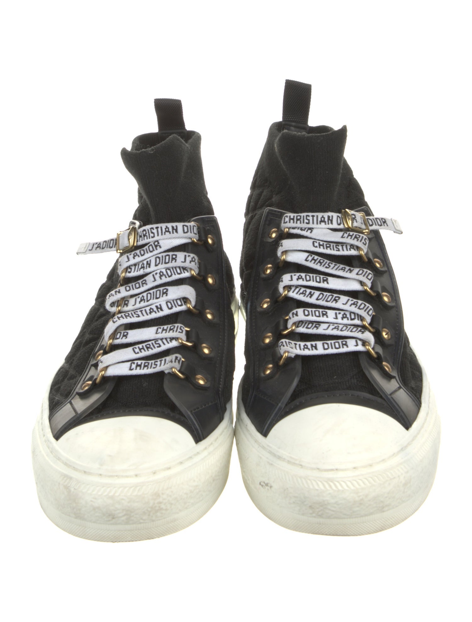 Christian Dior Cannage Pattern Leather Trim Embellishment Sneakers