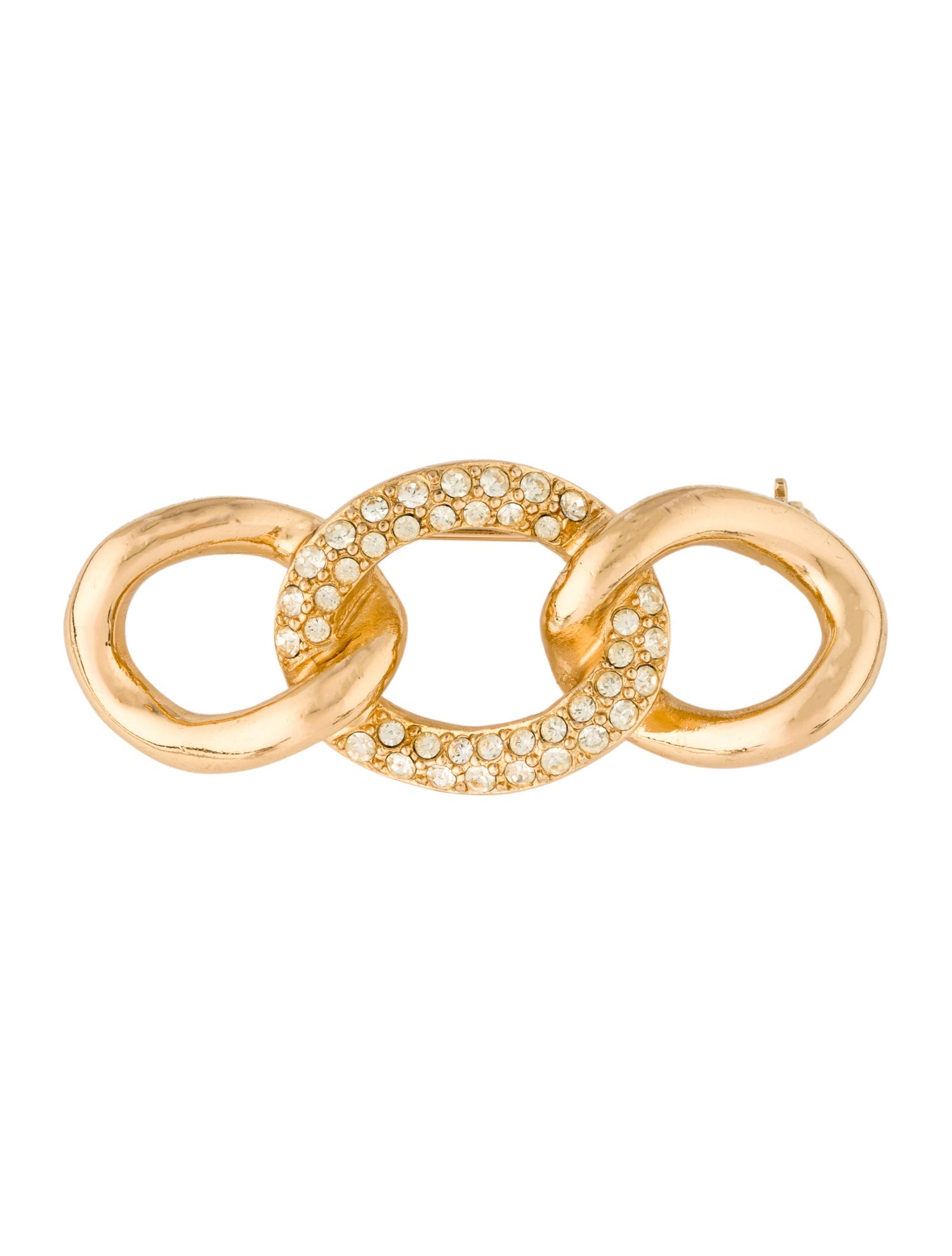 Christian Dior Vintage Crystal Circle Link Brooch
