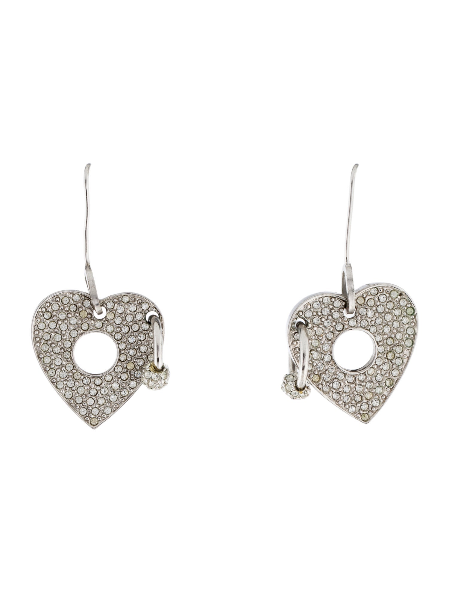 Christian Dior Vintage Crystal Heart Drop Earrings