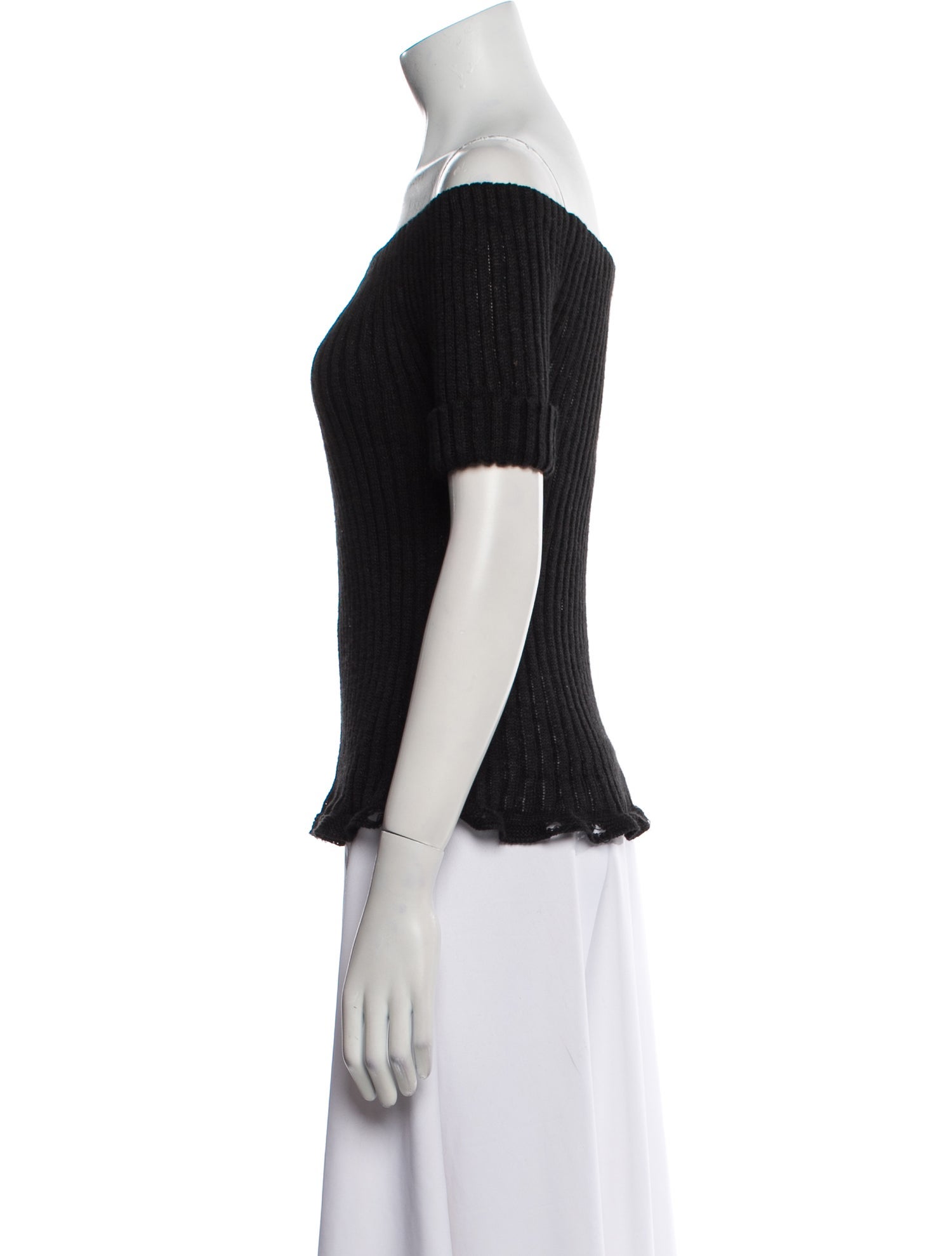Christian Dior Linen Off-The-Shoulder Sweater