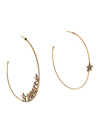 Christian Dior Crystal J'adior Asymmetrical Hoop Earrings