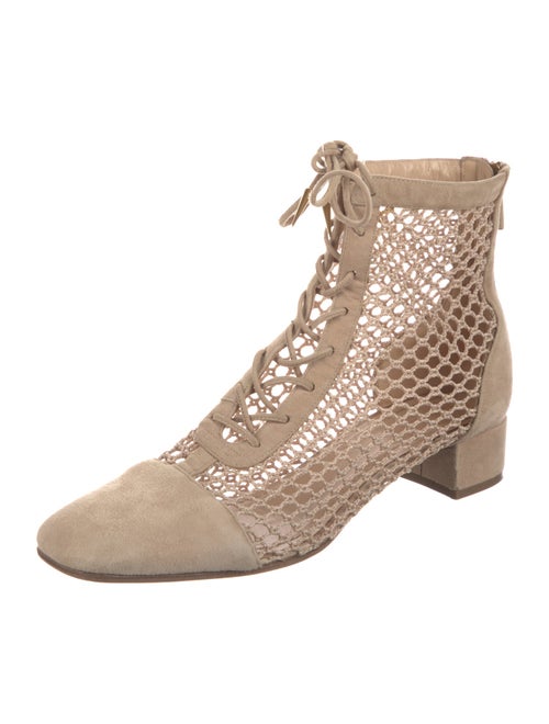 Christian Dior Suede Mesh Accents Lace-Up Boots
