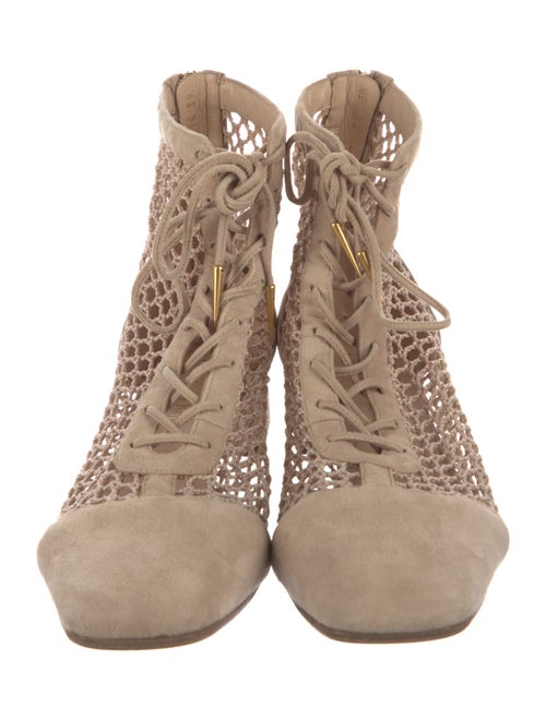 Christian Dior Suede Mesh Accents Lace-Up Boots