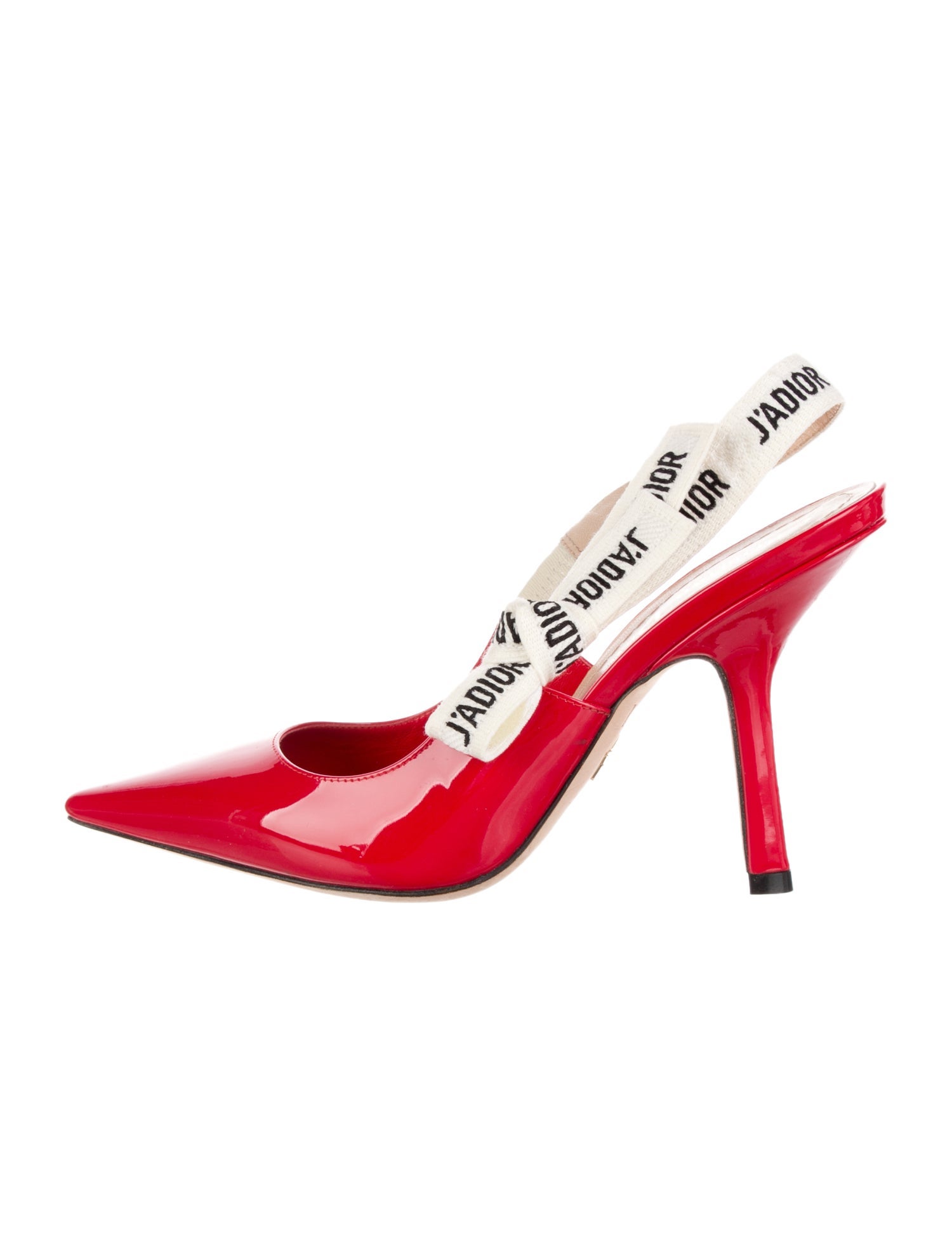 Christian Dior Patent Leather Embroidered Accent Slingback Pumps