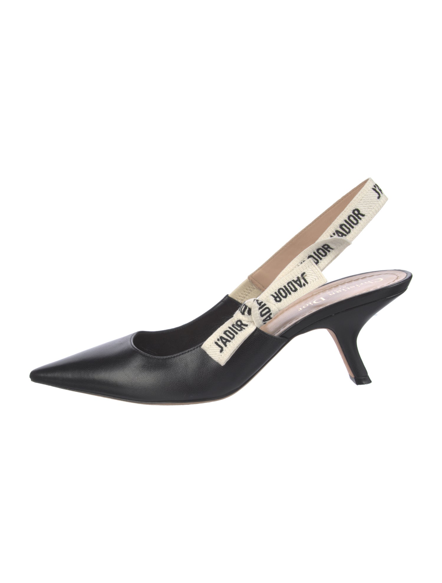 Christian Dior Leather Bow Accents Slingback Pumps
