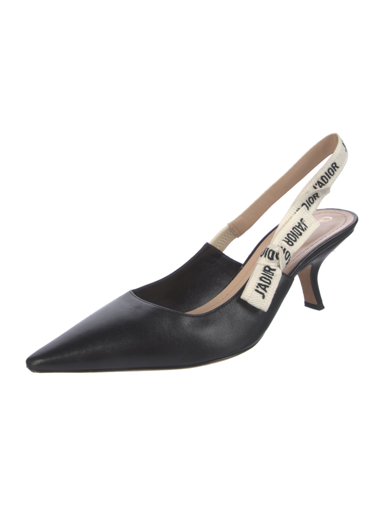 Christian Dior Leather Bow Accents Slingback Pumps