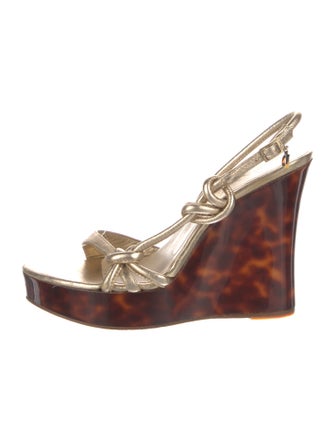 Christian Dior Leather Animal Print Slingback Sandals
