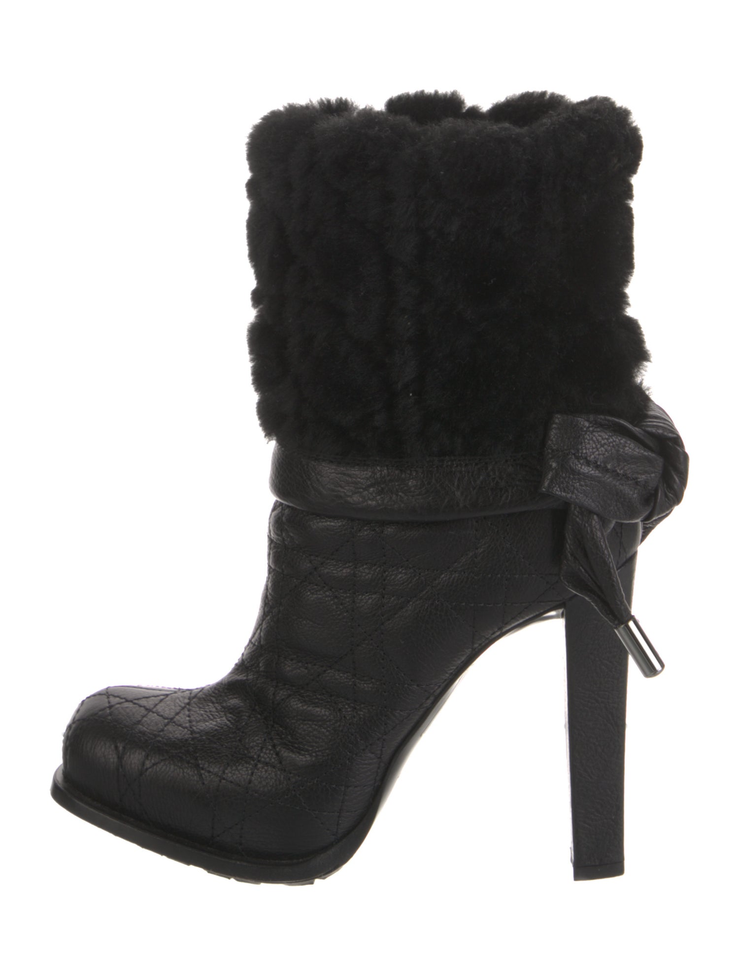 Christian Dior Leather Bow Accents Boots