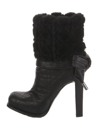 Christian Dior Leather Bow Accents Boots