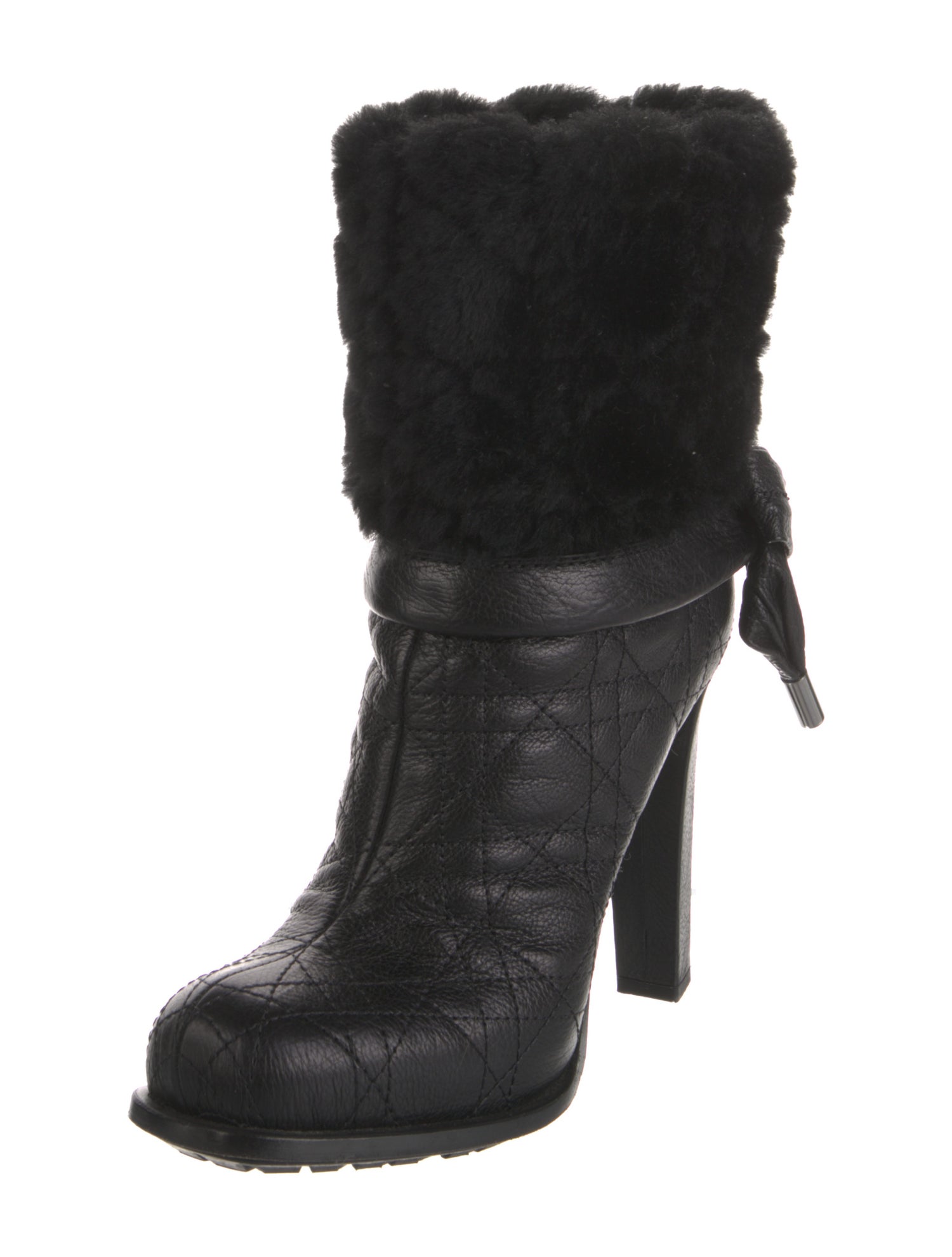 Christian Dior Leather Bow Accents Boots