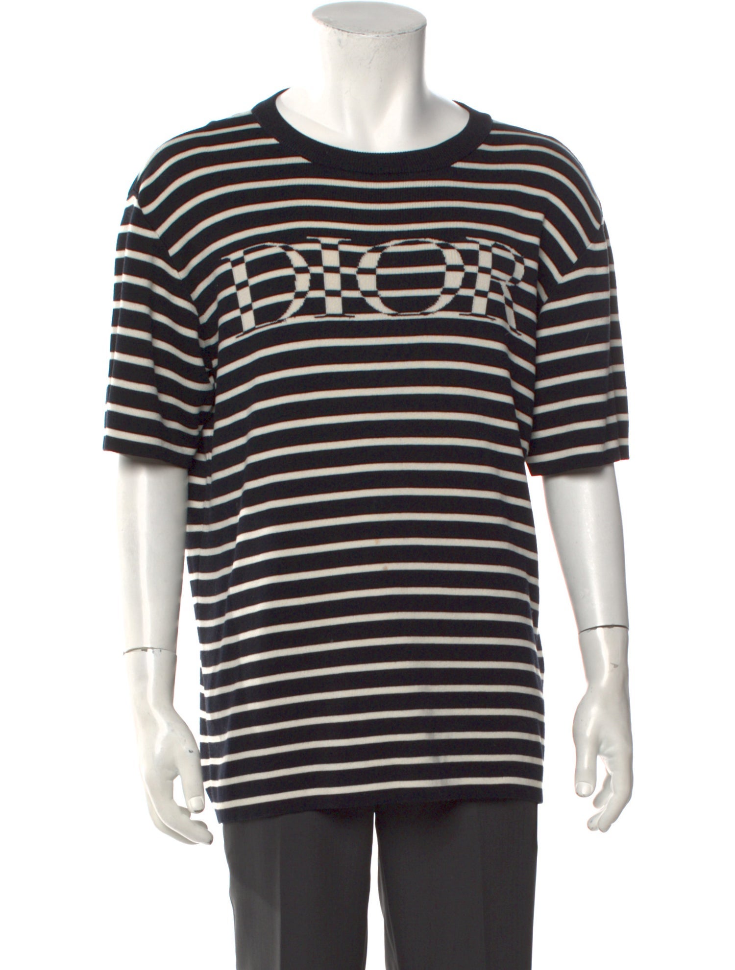 DIOR MEN 2021 Striped Logo Knit T-Shirt