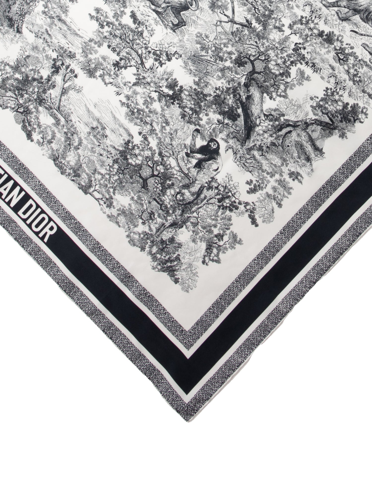 Christian Dior Silk Toile de Jouy Scarf w/ Tags