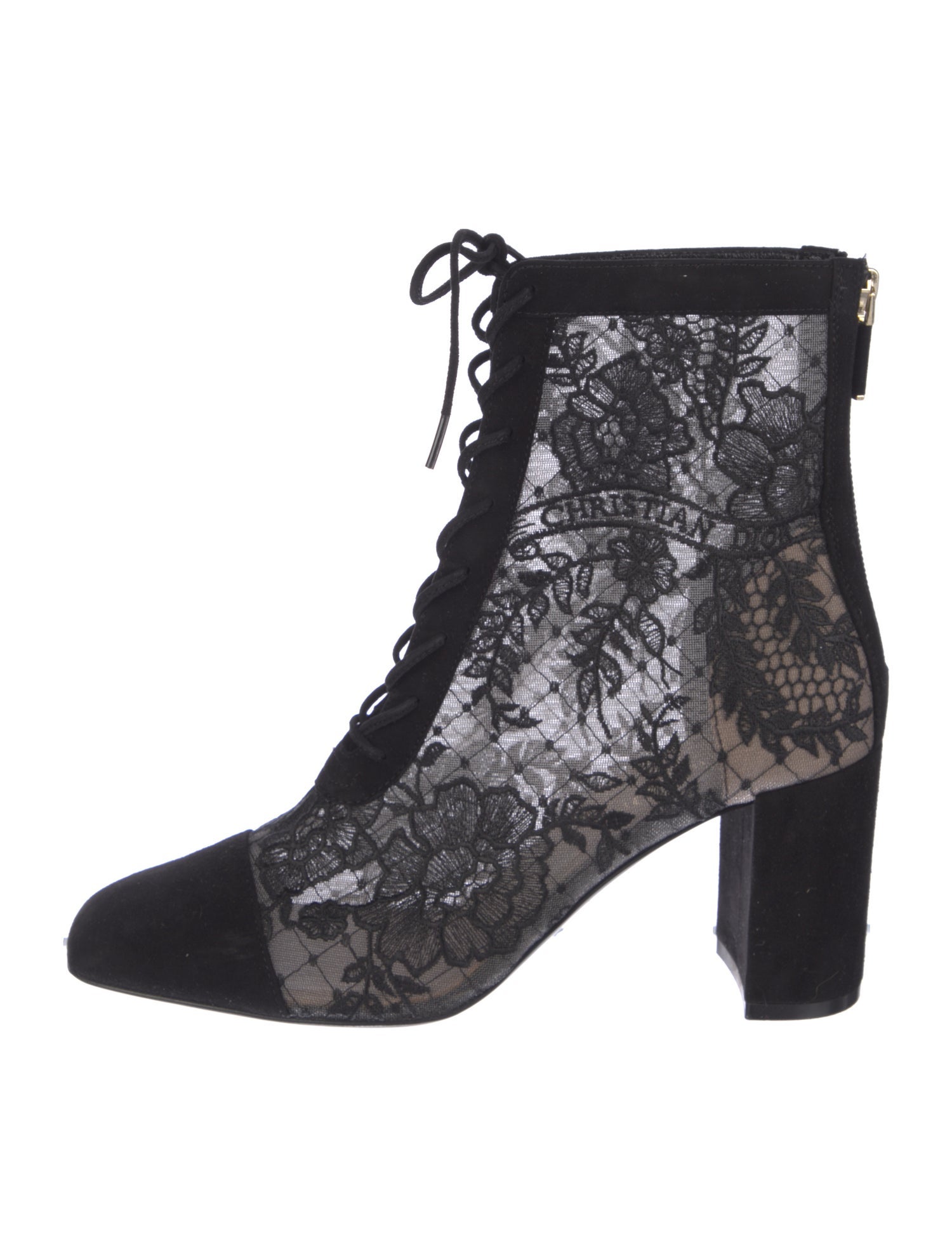 Christian Dior Lace Lace Pattern Lace-Up Boots